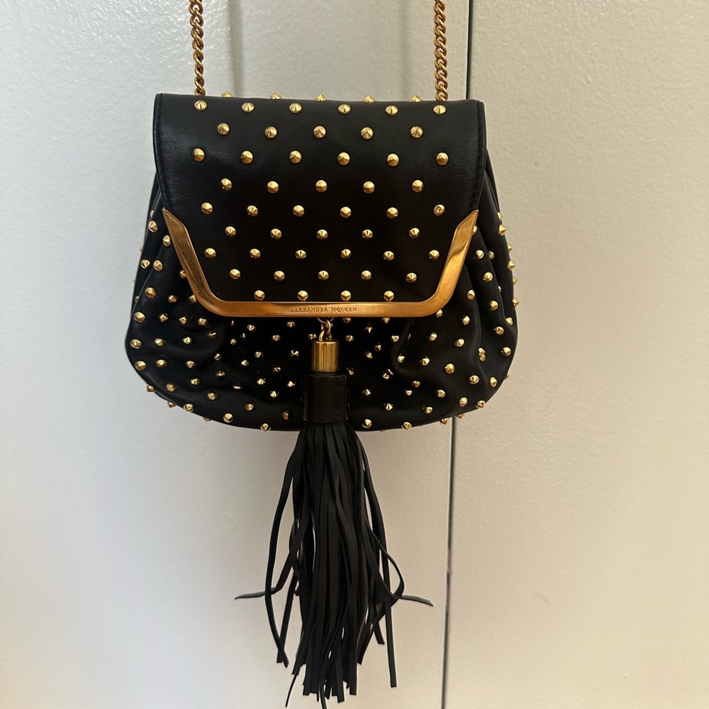 Alexander McQueen Black Crossbody with Gold Accents